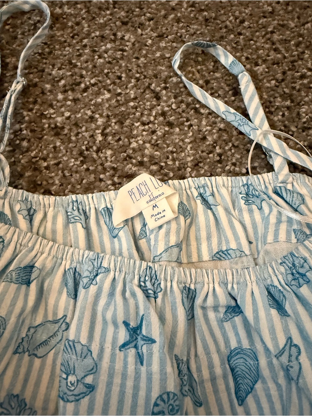 Peach Love California Blue and White Striped Shell-Print Tank Top - Picture 2 of 2